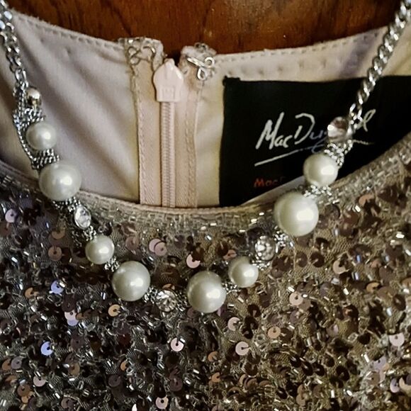 Mac Duggal Sequins Rose Gold Sleeveless Sheath Dress Sz 0 - Picture 14 of 16